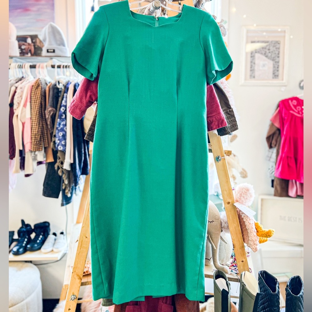 Vintage Kelly Green Fitted Dress